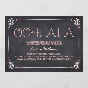 Lingerie Shower Invitations Chalkboard & Pink
