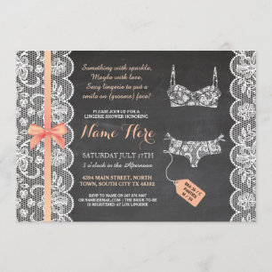 Lingerie Shower Invite Coral Bridal Party Lace