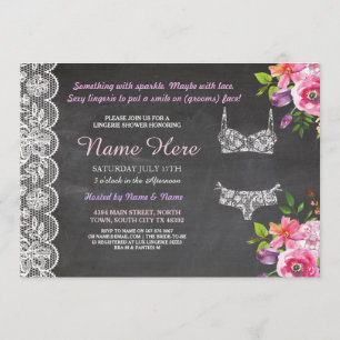 Lingerie Shower Lace Floral Bridal Invitation