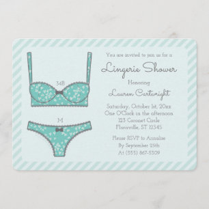 Lingerie Shower Mint Green Stripes Invitation