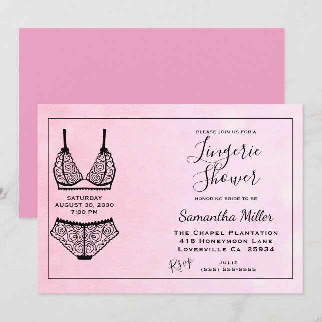 Lingerie Shower Pink Bridal Shower Invitation (Front/Back)