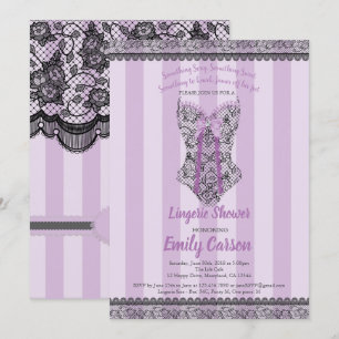 Lingerie shower. Purple elegant bridal party Invitation