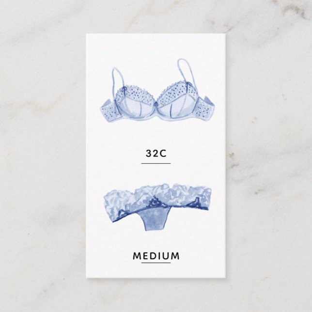 Lingerie Size Insert Card (Front)