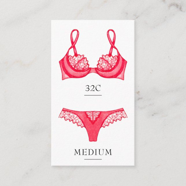 Lingerie Size Insert Card (Front)