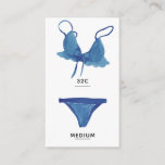 Lingerie Size Insert Card<br><div class="desc">Lingerie insert card featuring feminine blue bra and panties. Customise with the bride's undergarment measurements. Great to enclose with bachelorette party invitations to ask the girls to bring the bride something special for the honeymoon.</div>