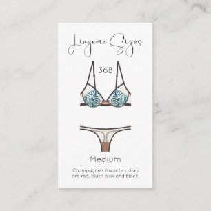 Lingerie Size Modern Bridal Shower Insert Card