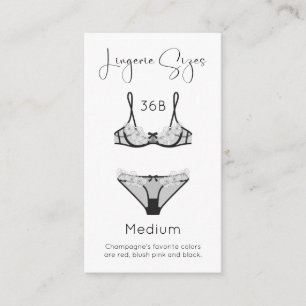 Lingerie Sizes Modern Bridal Shower Enclosure Card