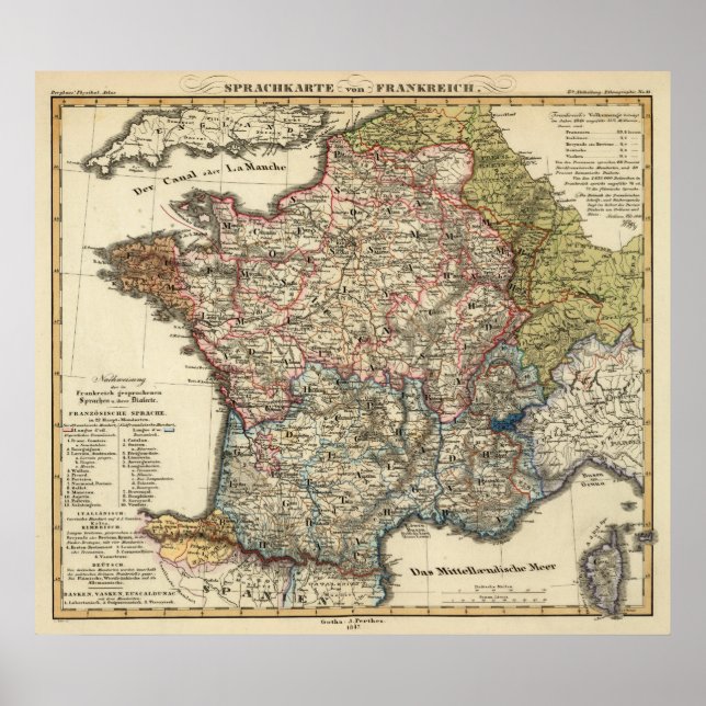 Linguistic map of France Poster (Front)