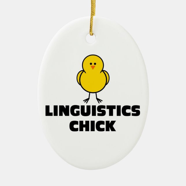 Linguistics Chick Ceramic Tree Decoration (Front)