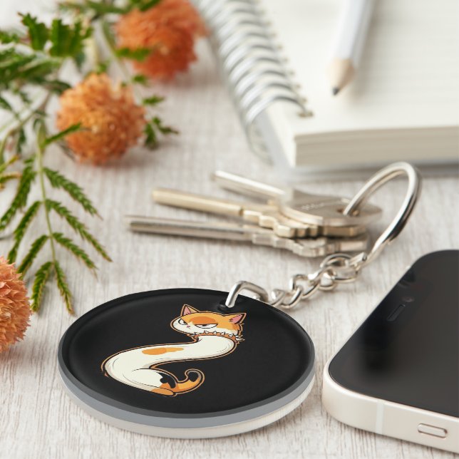 Link & Share Graffiti Calico Cat - Number 2 Key Ring (Front Right)