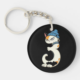 Link & Share Graffiti Calico Cat - Number 3 Key Ring