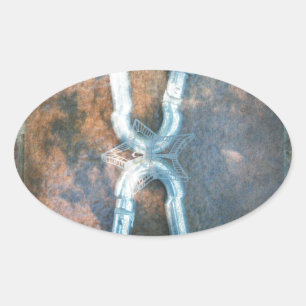 Linked Carabiners Art Print Oval Sticker