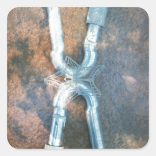 Linked Carabiners Art Print Square Sticker