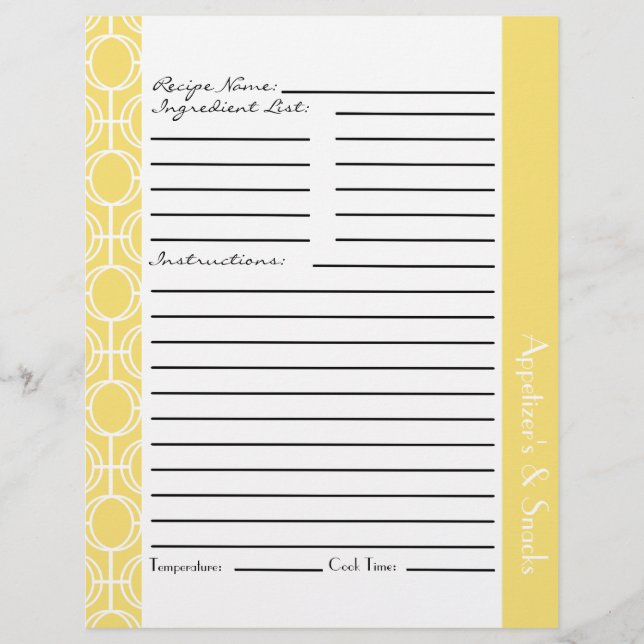 Linked Eternity Rings Recipe Inserts - Lemon (Front)