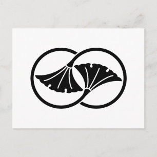 Linked ginkgo leaf circles postcard
