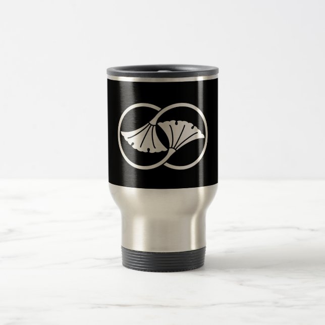 Linked ginkgo leaf circles travel mug (Center)