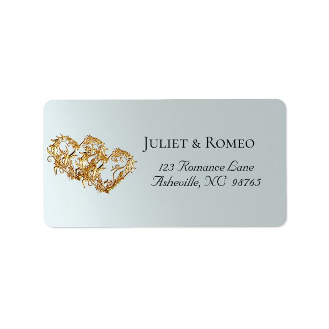 Linked Gold Hearts Return Address Label (Front)