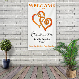 Linked Hearts Family Reunion Vertical Personalised Banner