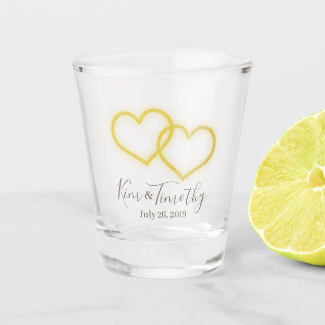 Linked Hearts  - Personalised Shot Glass (Front)