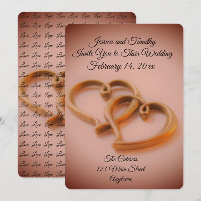 Linked Hearts Wedding Invitation (Front/Back)