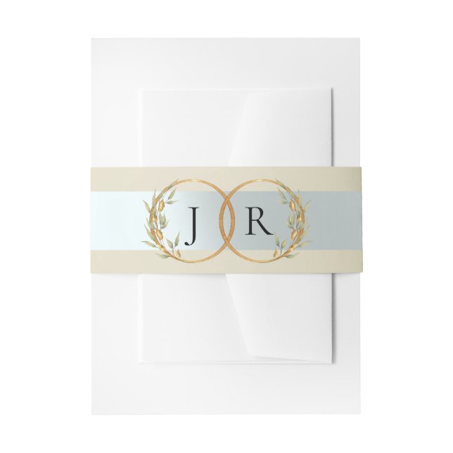 Linked Leaf Monogram - Wheat Invitation Belly Band (Front Example)