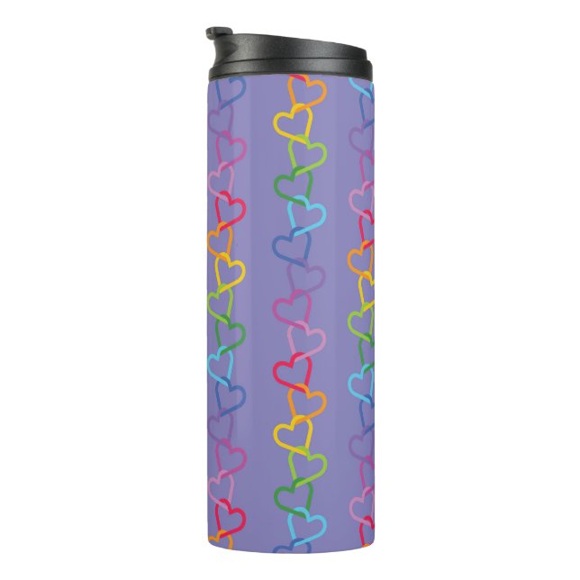 Linked Love Rainbow Purple Thermal Tumbler (Rotated Right)