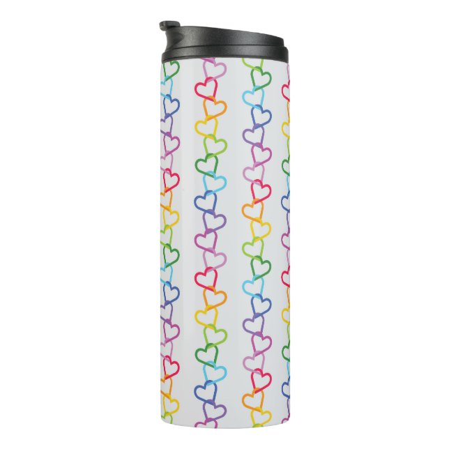 Linked Love Rainbow White Thermal Tumbler (Rotated Right)