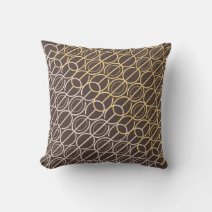 Linked oval line pattern brown & smoke pillow