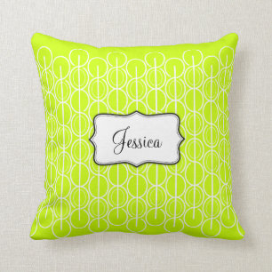 Linked oval line pattern name lime green pillow