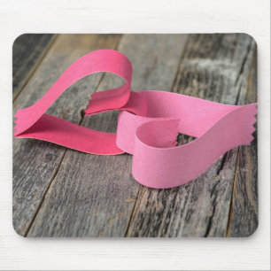 Linked Paper Hearts on Wood Mouse Mat