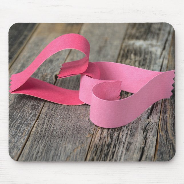 Linked Paper Hearts on Wood Mouse Mat (Front)