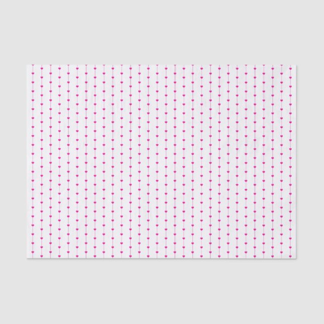 Linked Pink Hearts Pattern Tissue Paper (Front)