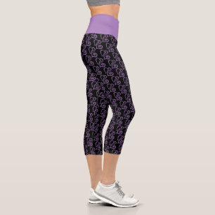 Linked Purple Hearts Pattern Over Black Leggings