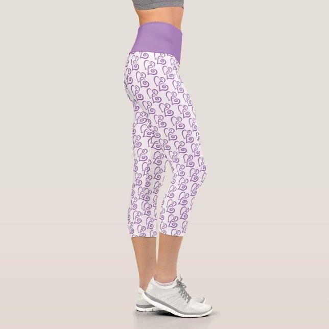 Linked  Purple Hearts Pattern Over White Leggings (Right)