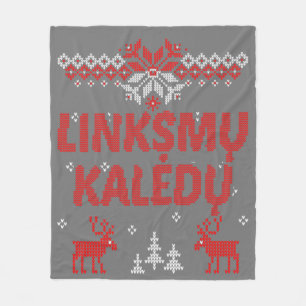 Linksmu Kaledu Lithuanian Merry Christmas Gift Fleece Blanket