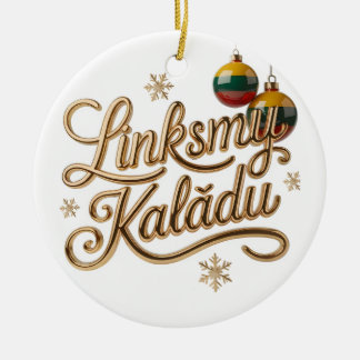 Linksmų Kalėdų | Lithuanian Merry Christmas Gold S Ceramic Tree Decoration