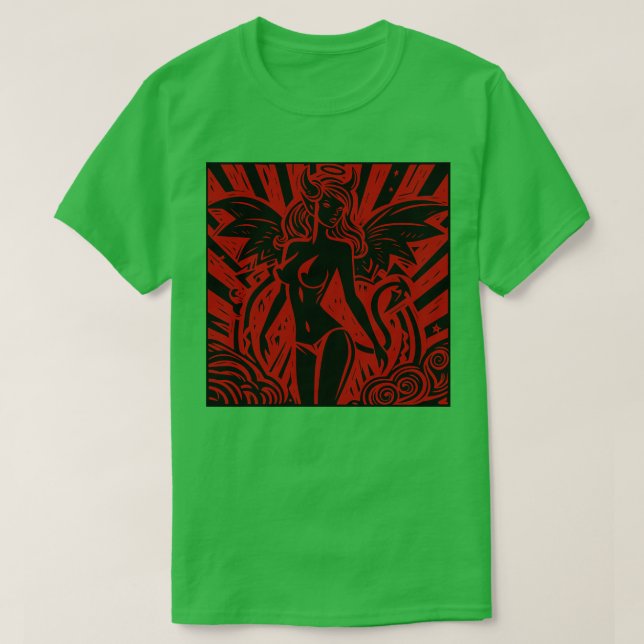 Lino Cut Devil Girl 2 T-Shirt (Design Front)