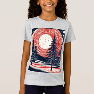 Linocut Christmas Abstraction in Gauguin-Inspired T-Shirt
