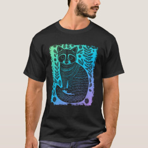Linocut Folk Animal Floral T-Shirt