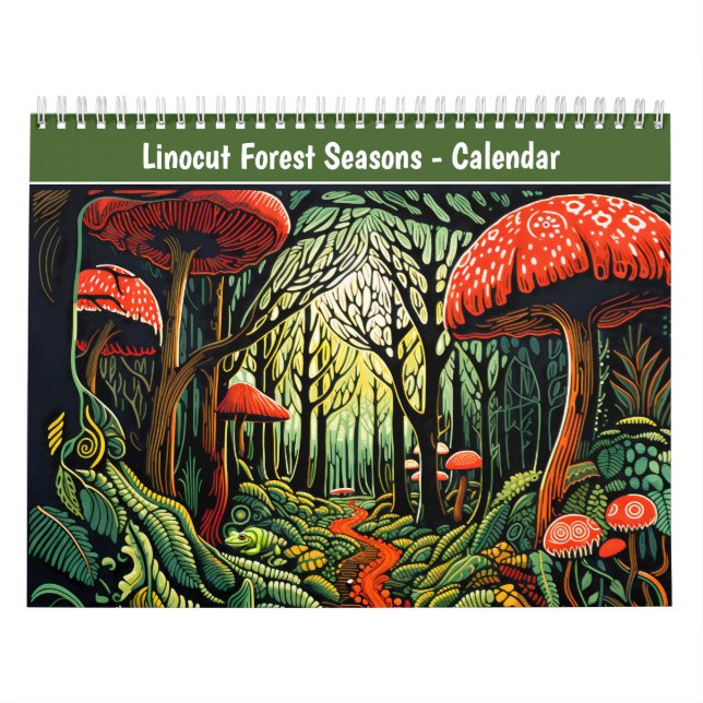 Linocut Forest Seasons Calendar (Cover)