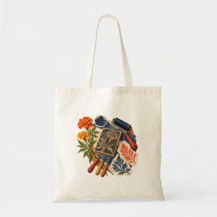 Linocut Garden Studio Canvas Tote Bag