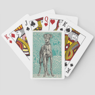 Linocut greyhound playing cards