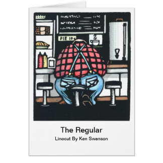 Linocut: Large Man at Lunch Counter by Ken Swanson