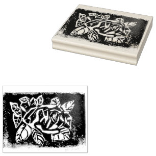 Linocut Rose Rubber Stamp