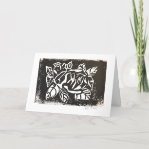 Linocut Rose Thank You Card
