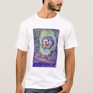 Linoleum Block Print of Pansy T-Shirt