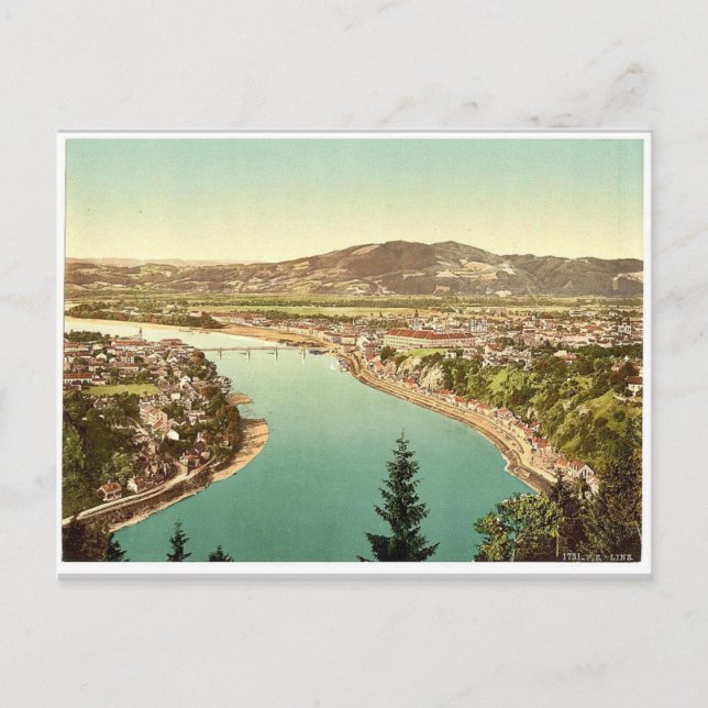 Lintz (i.e., Linz), general view, Upper Austria, A Postcard (Front)