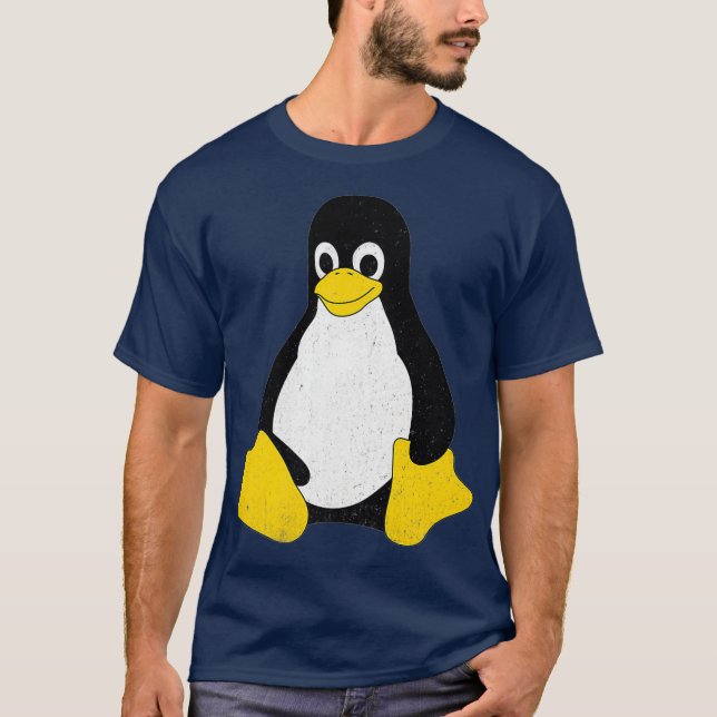 Linu Mascot Tu the Penguin Nerd Geek IT Person T-Shirt (Front)