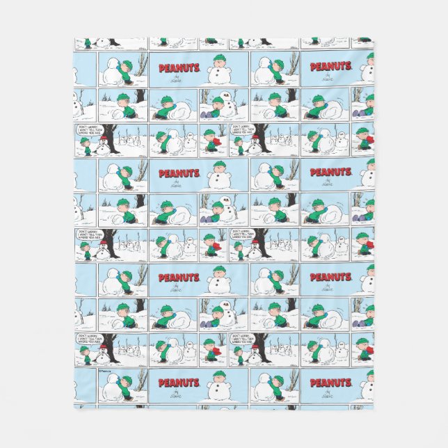 Linus Builds A Snowman Fleece Blanket (Front)