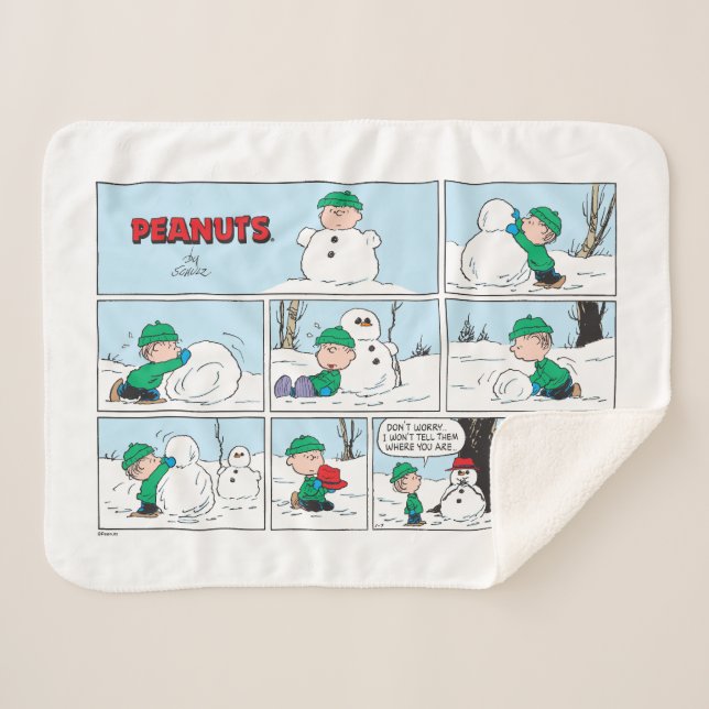 Linus Builds A Snowman Sherpa Blanket (Front (Horizontal))